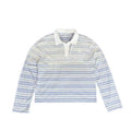 WASE Spray Dye Gradual Change Hole Print Polo Stripe Long Sleeve