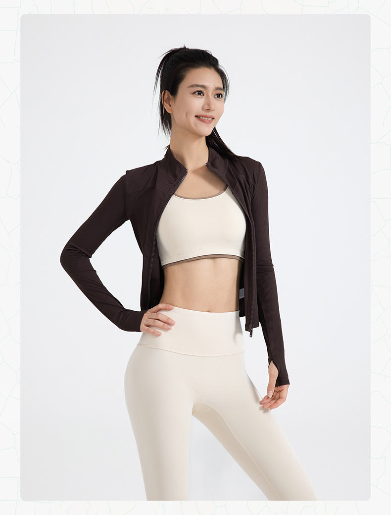 TIANQINGSE Striped Quick-drying Slim-fitting Skinny Naked Sports Long Sleeve