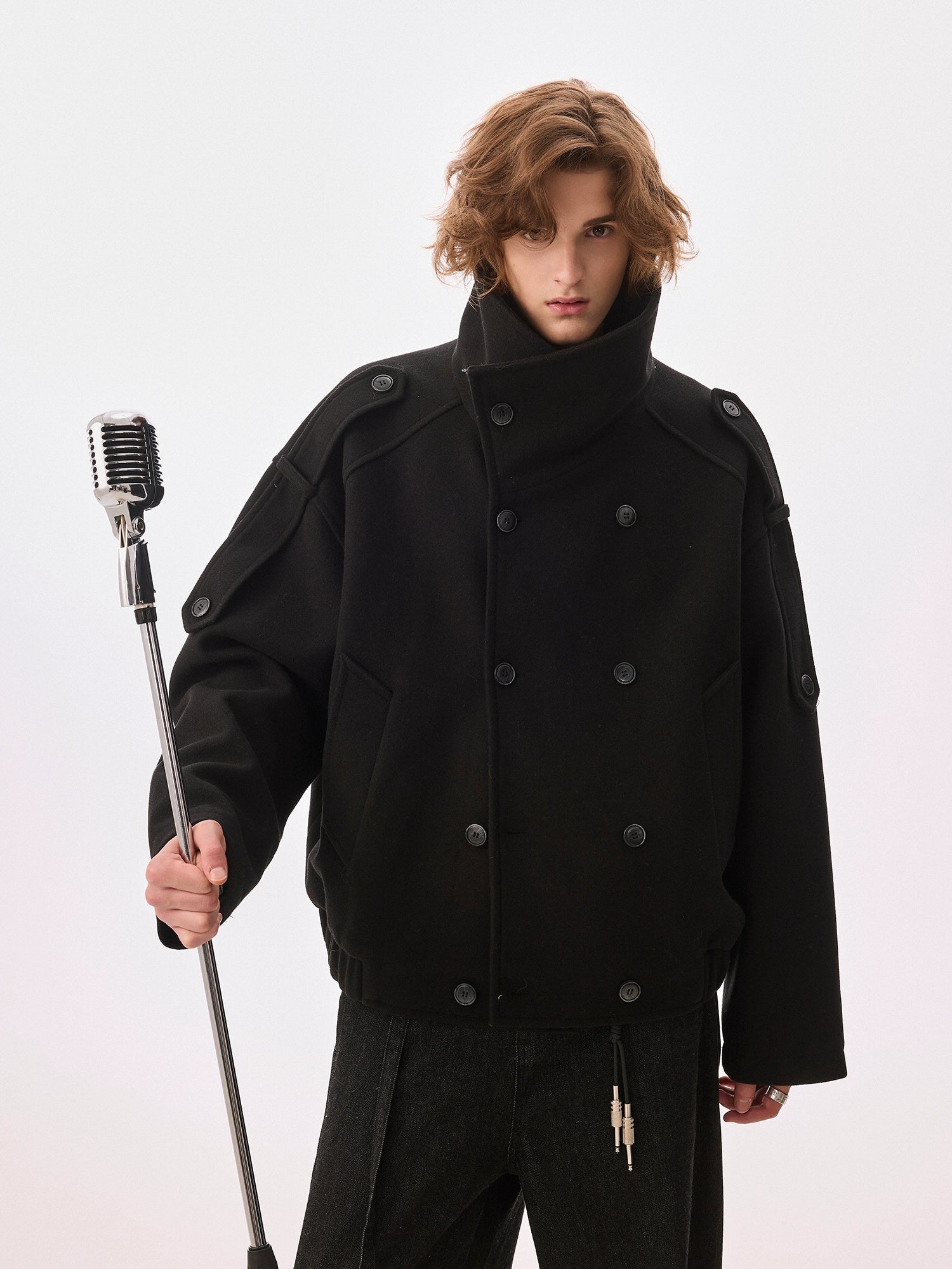 CHOR Premium British Style Warm Stand-up Collar Woolen Coat