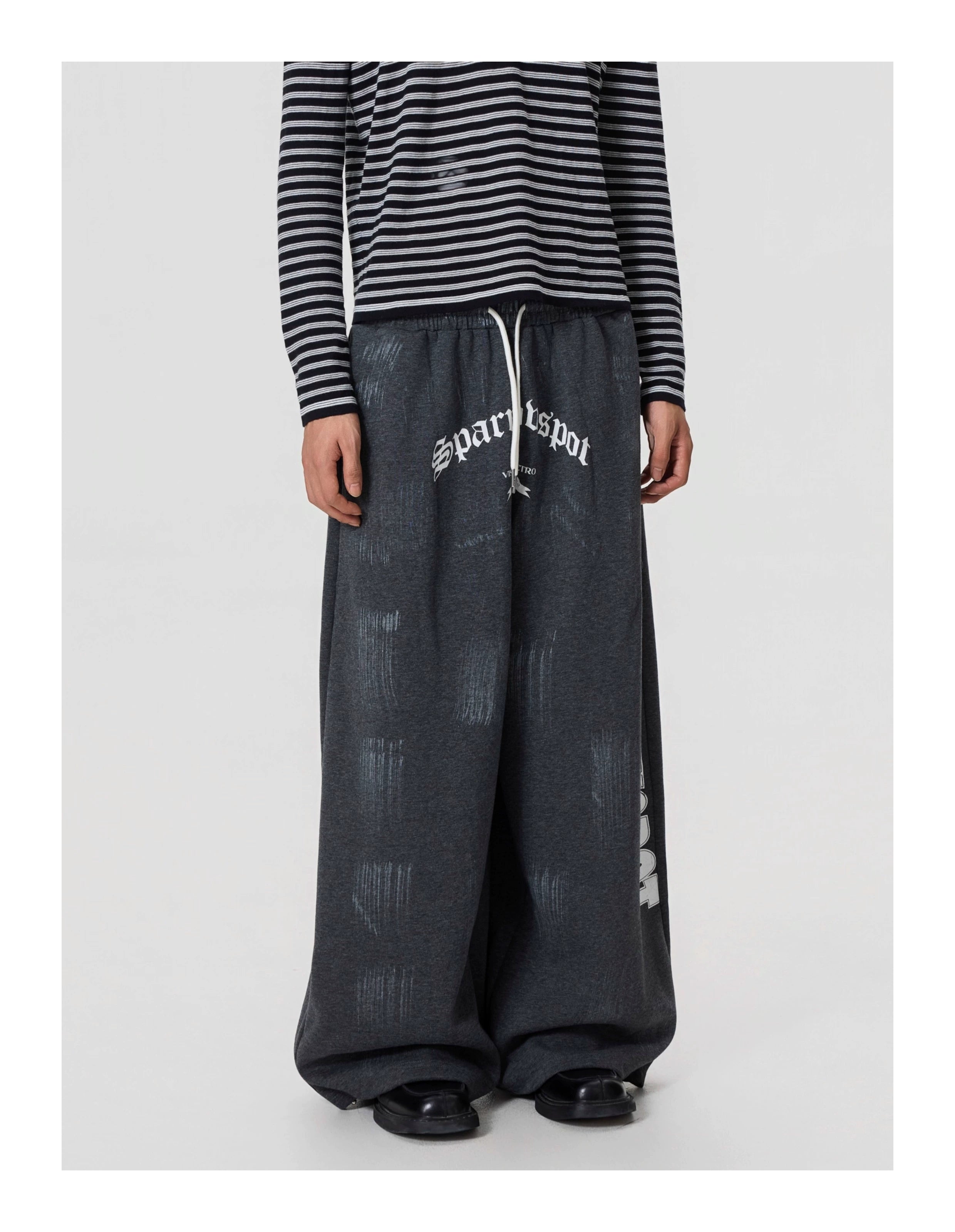 BTSG Vintage Painted Printed Wide-Leg Slacks