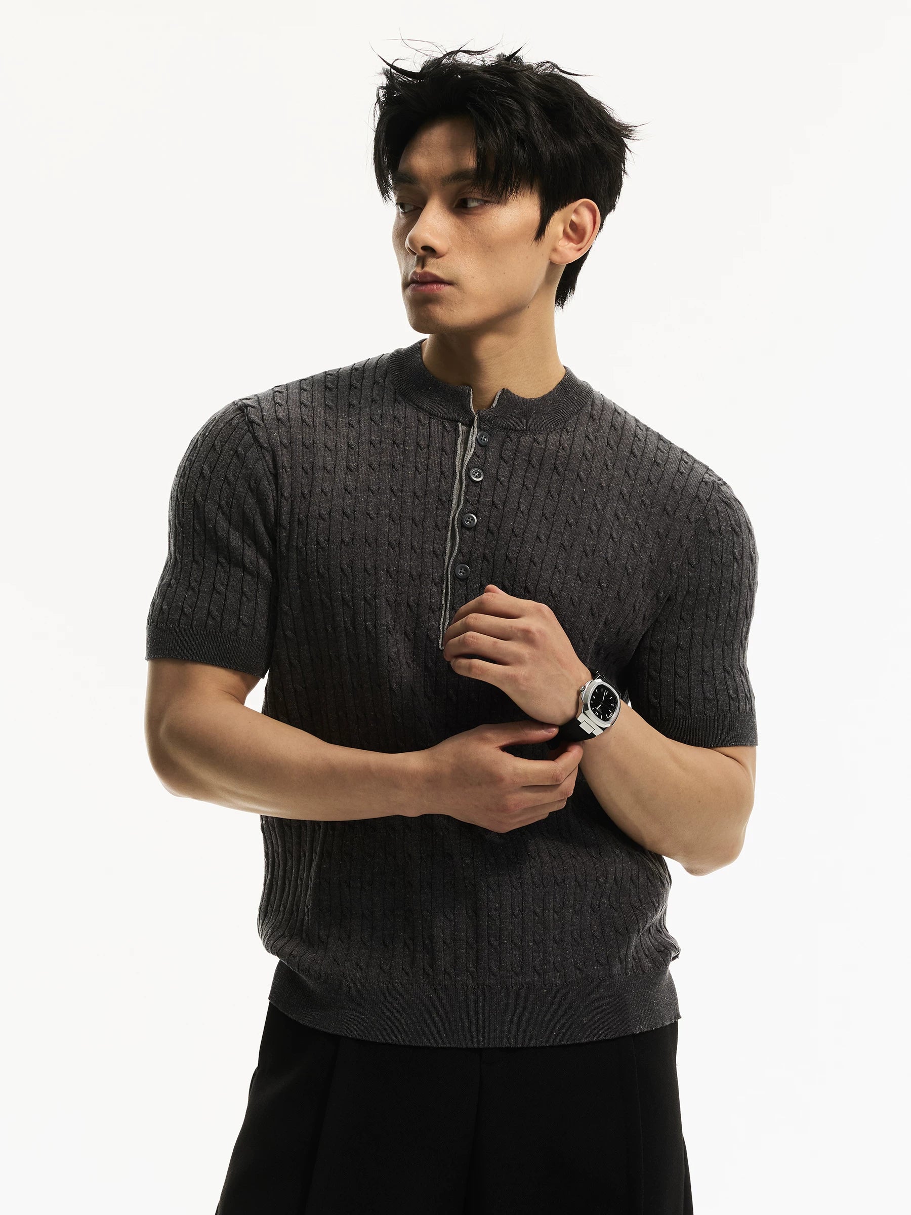 DAY NY Front Shoulder Casual Knit Tee