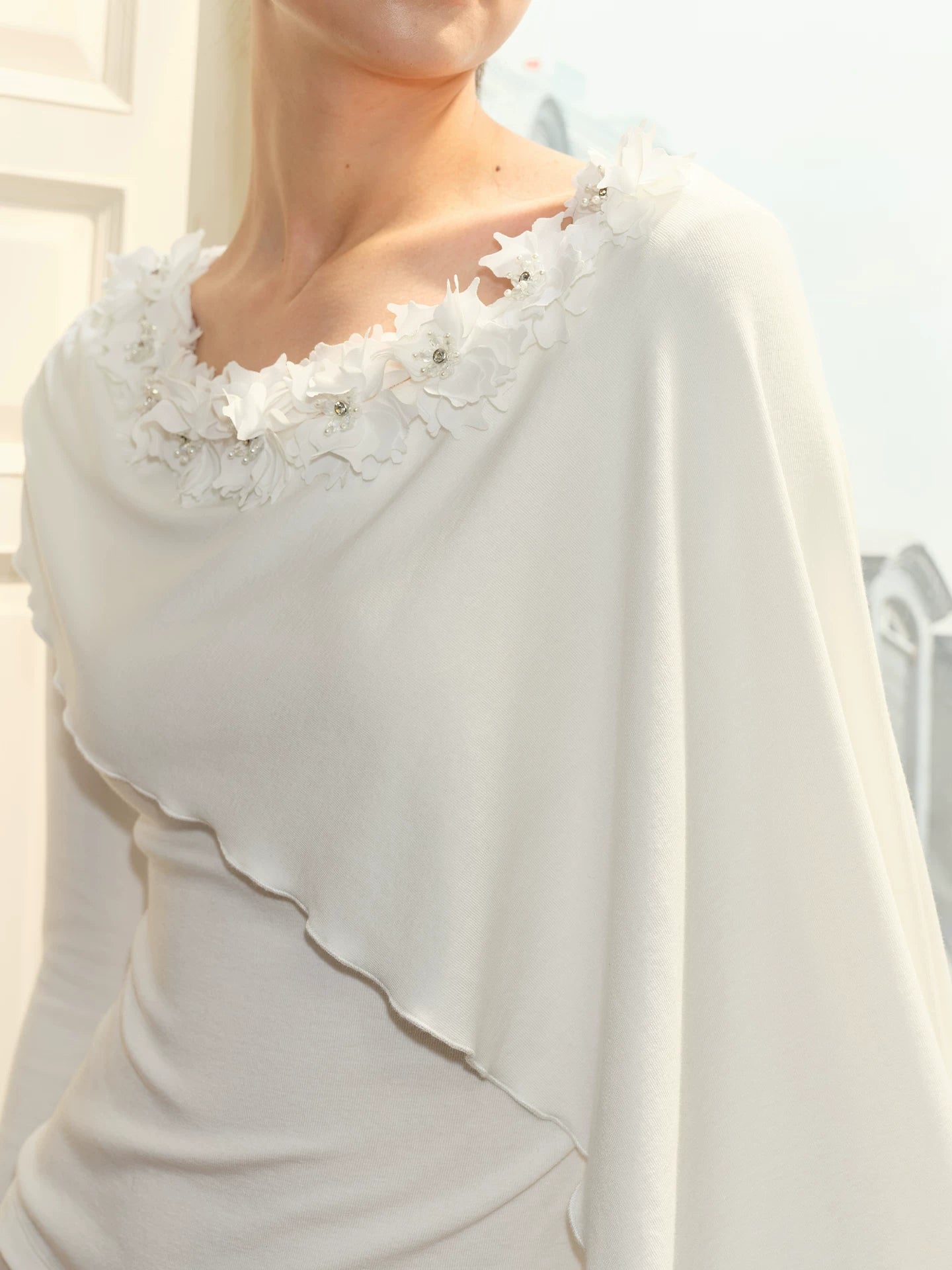 J TheChosen Crystal-embellished Fake Two-piece Long Sleeves