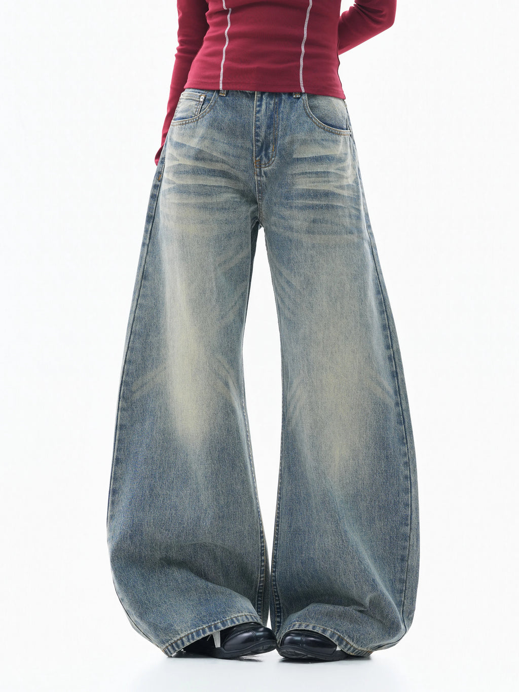 Zuocisankon Retro Tie-dye Straight Jeans