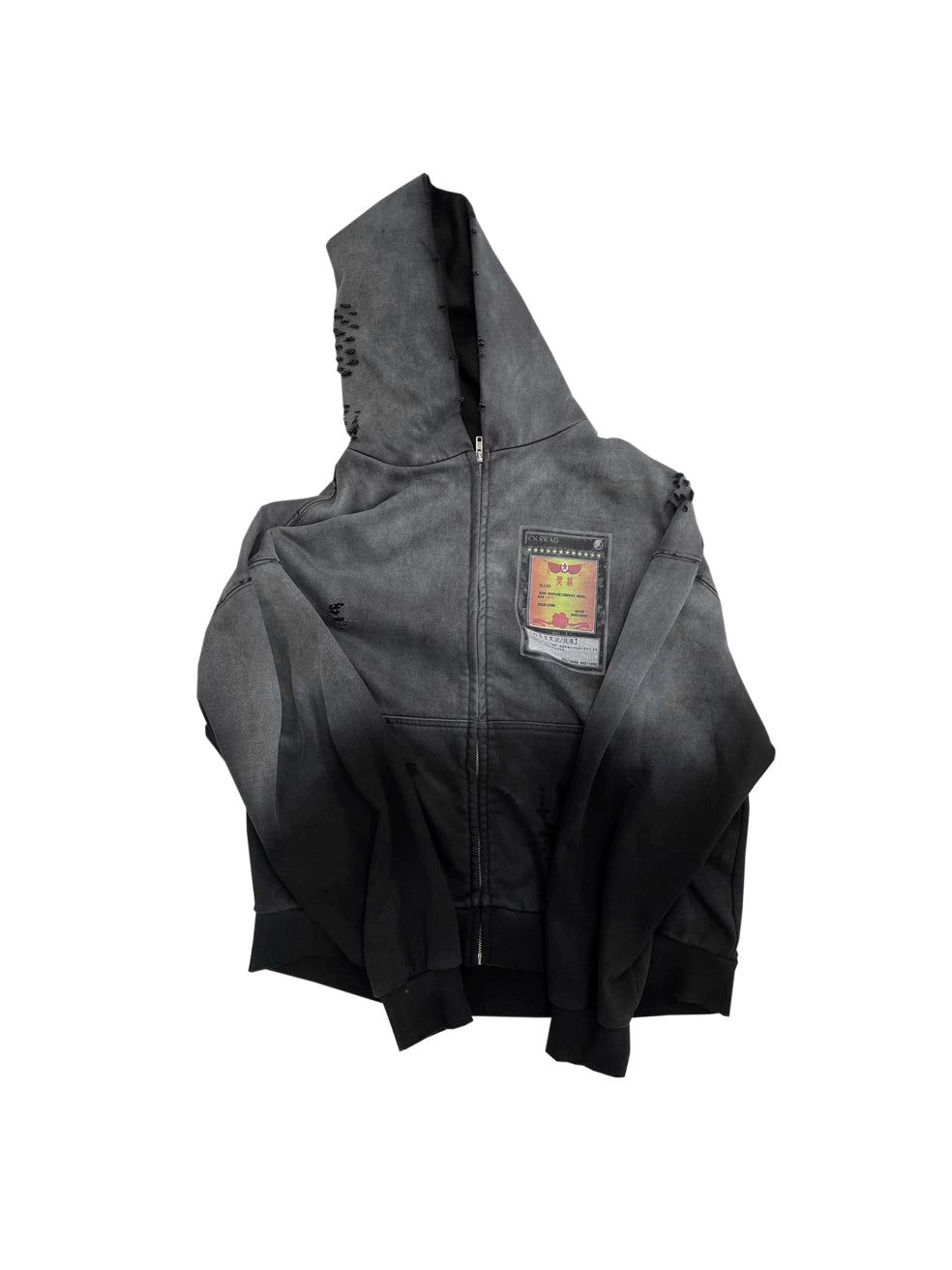 CHAI Street Embroidery Loose Zip Hoodie Sweater