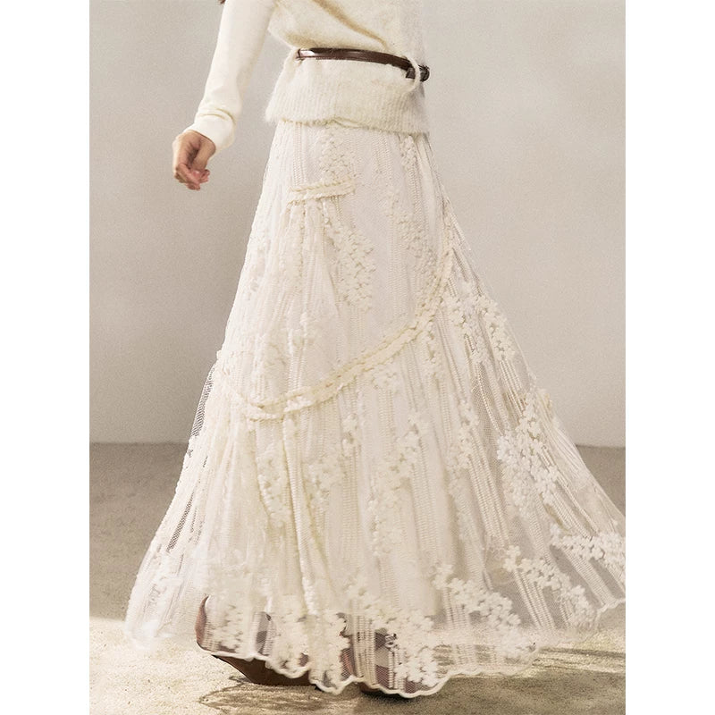 Wildberry Embroidered Lace Stitching High Waist Dress
