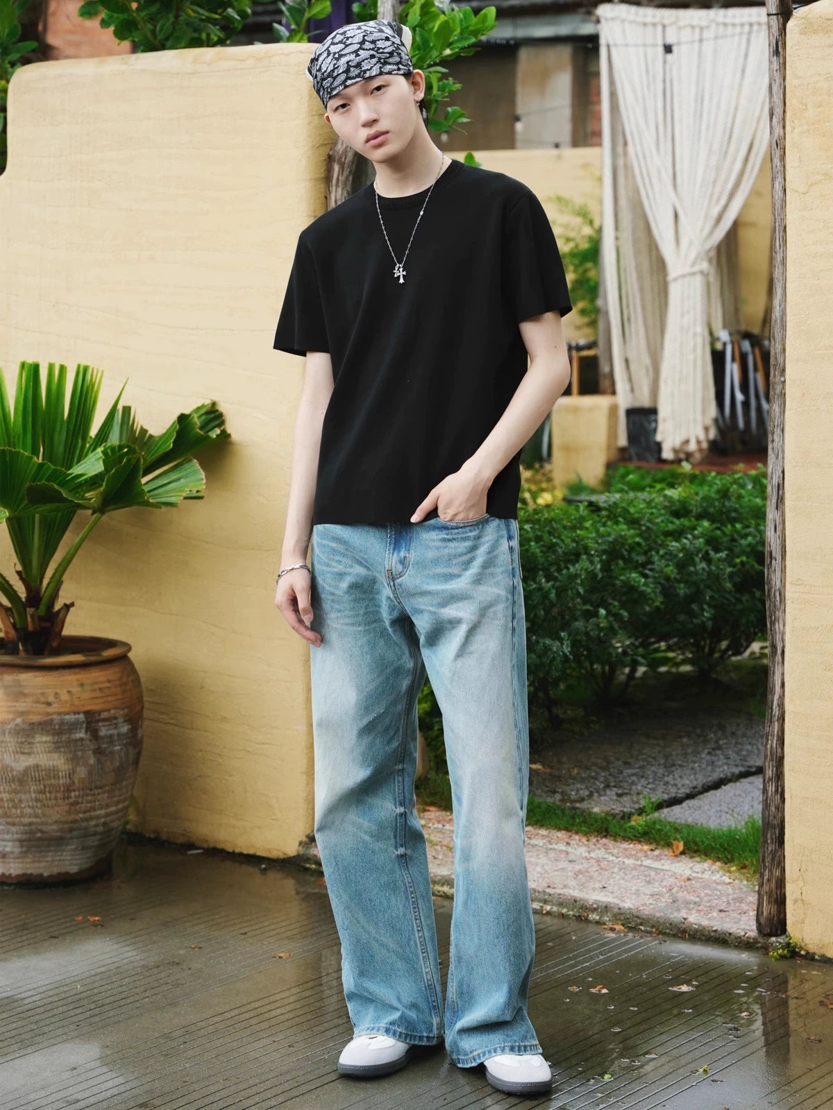 NO LOGO Heightening Moral Training Splicing Leather Shoes Board Shoes