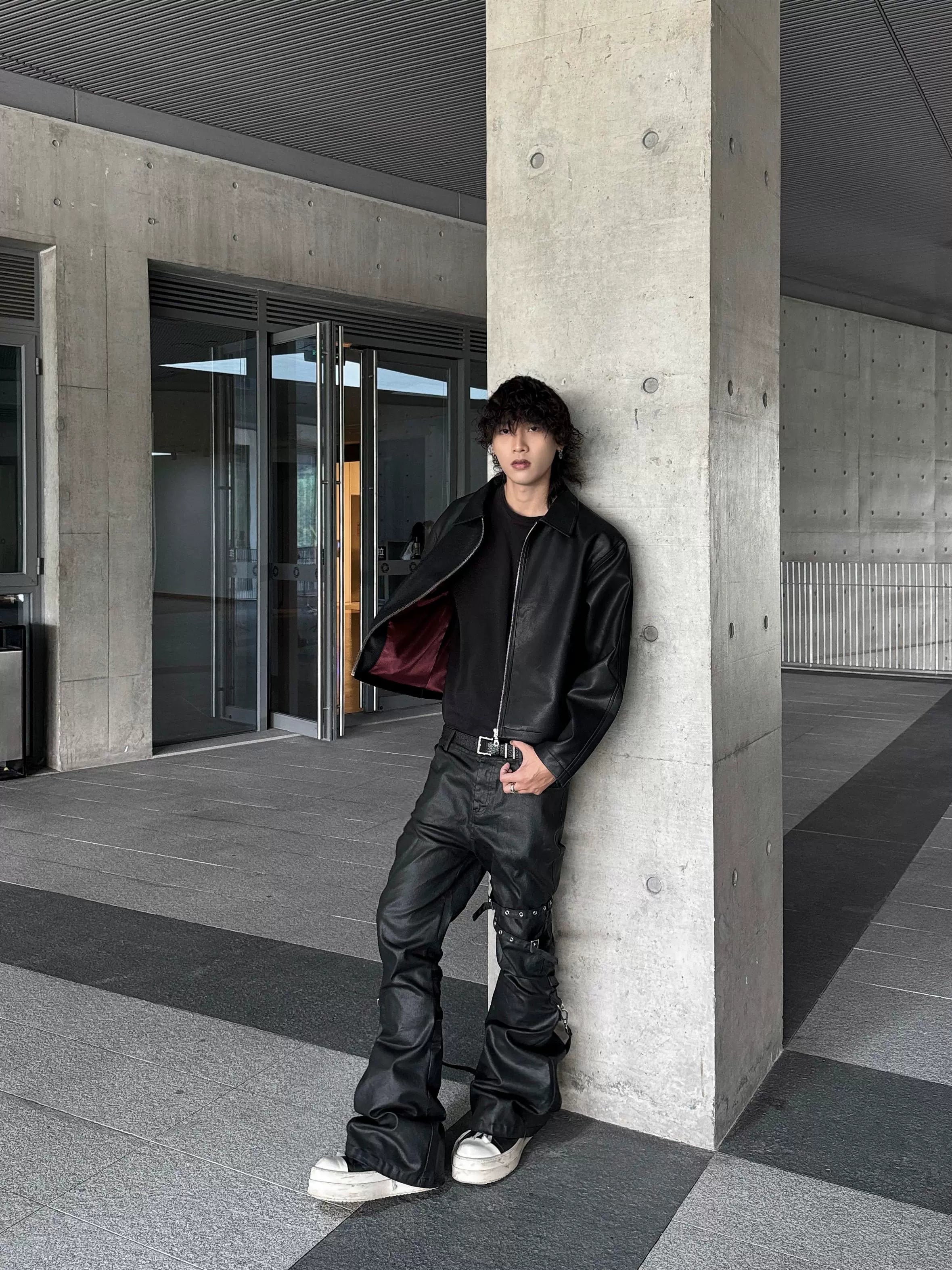 INTENT PU Leather Short Wide Leather Jacket