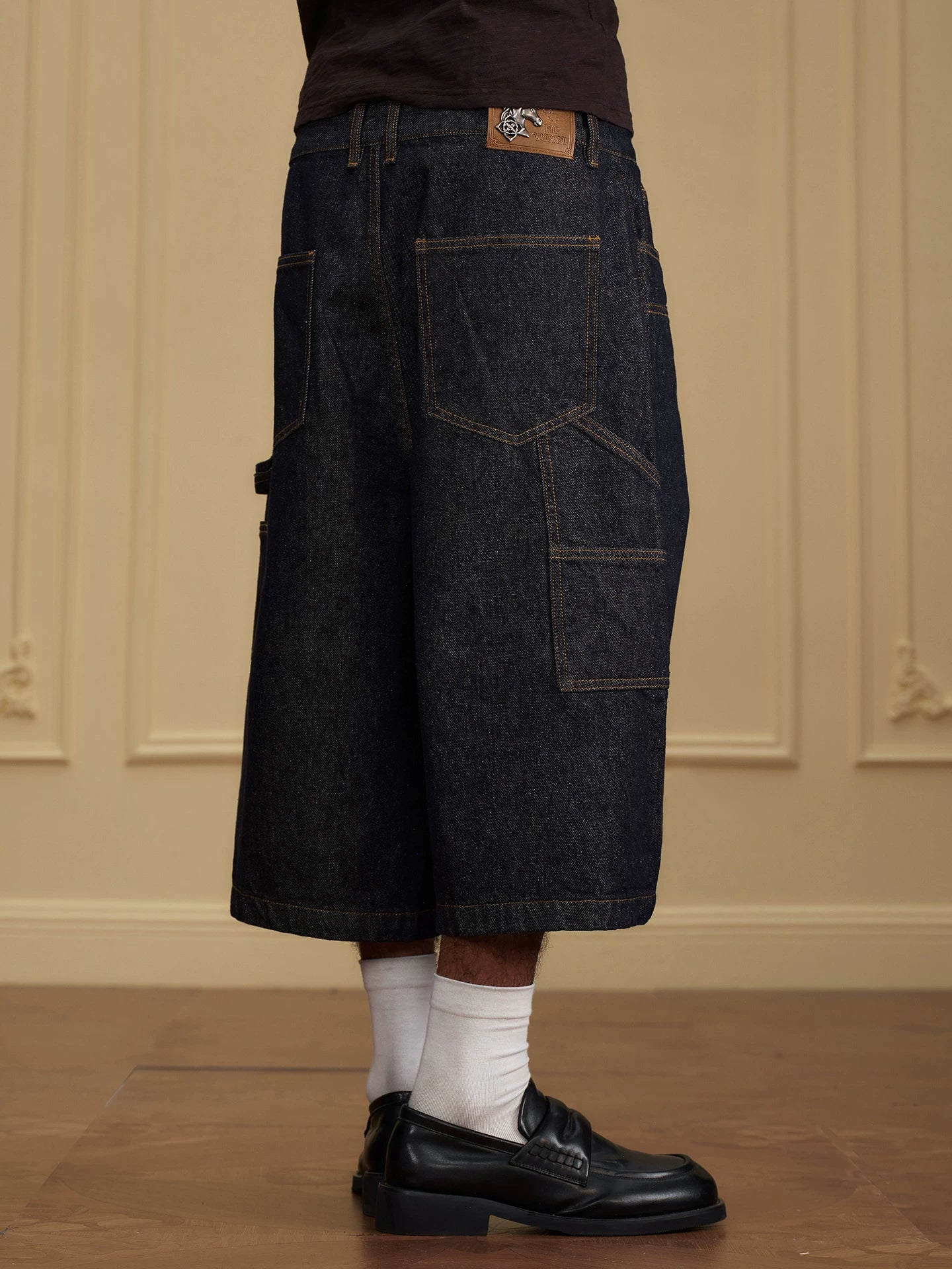 YADcrew 220g Breathable Different American Retro Button Denim Culottes