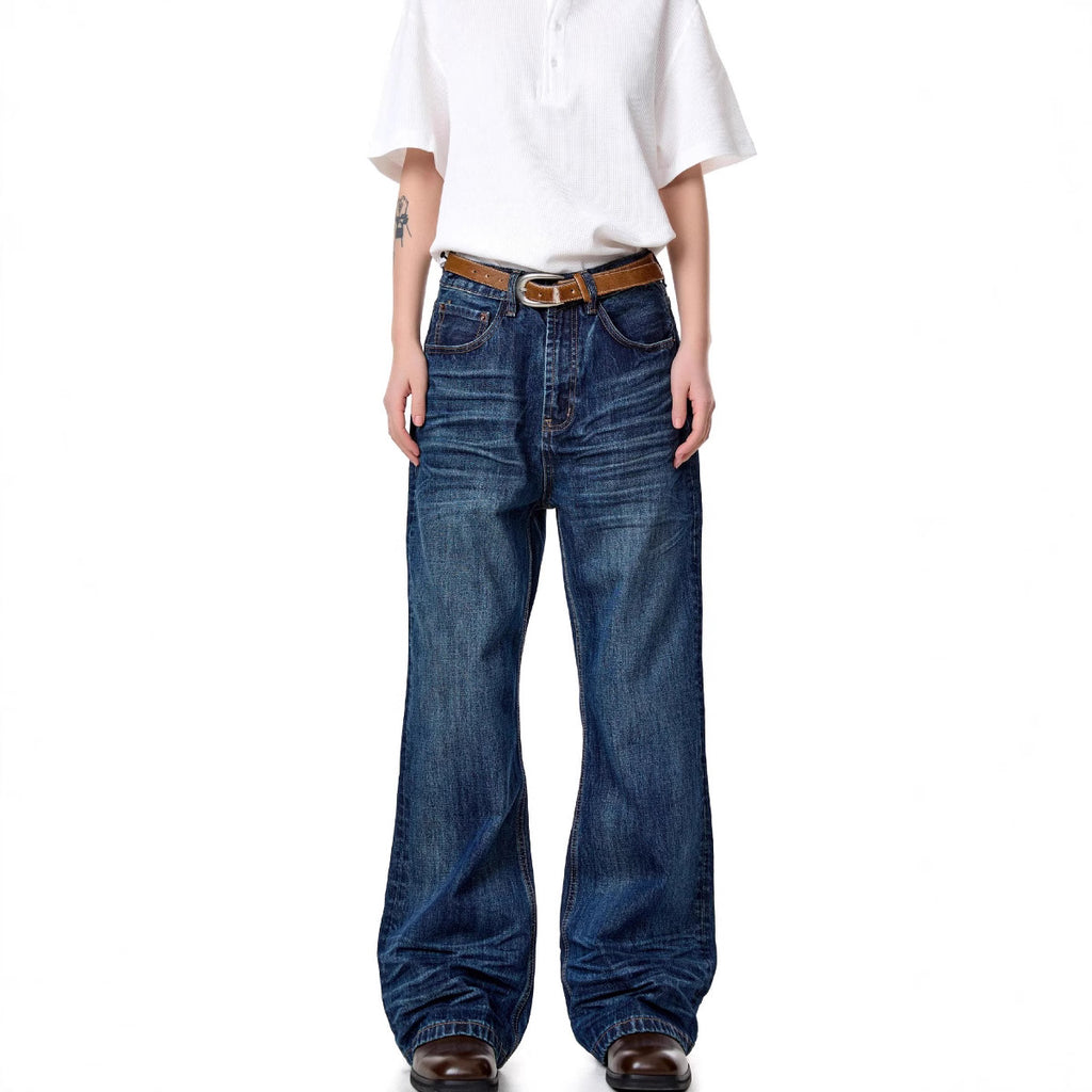 MADEEXTREME Blue Cat Whiskers Straight Loose Jeans