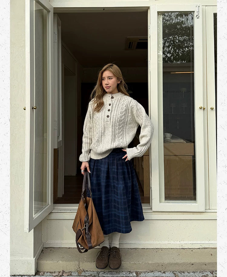 CCYE Twist Henry Collar Lazy Sweater