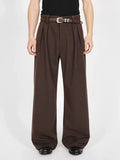 Stay The Night Pleated A-shaped Slightly Wide Trousers