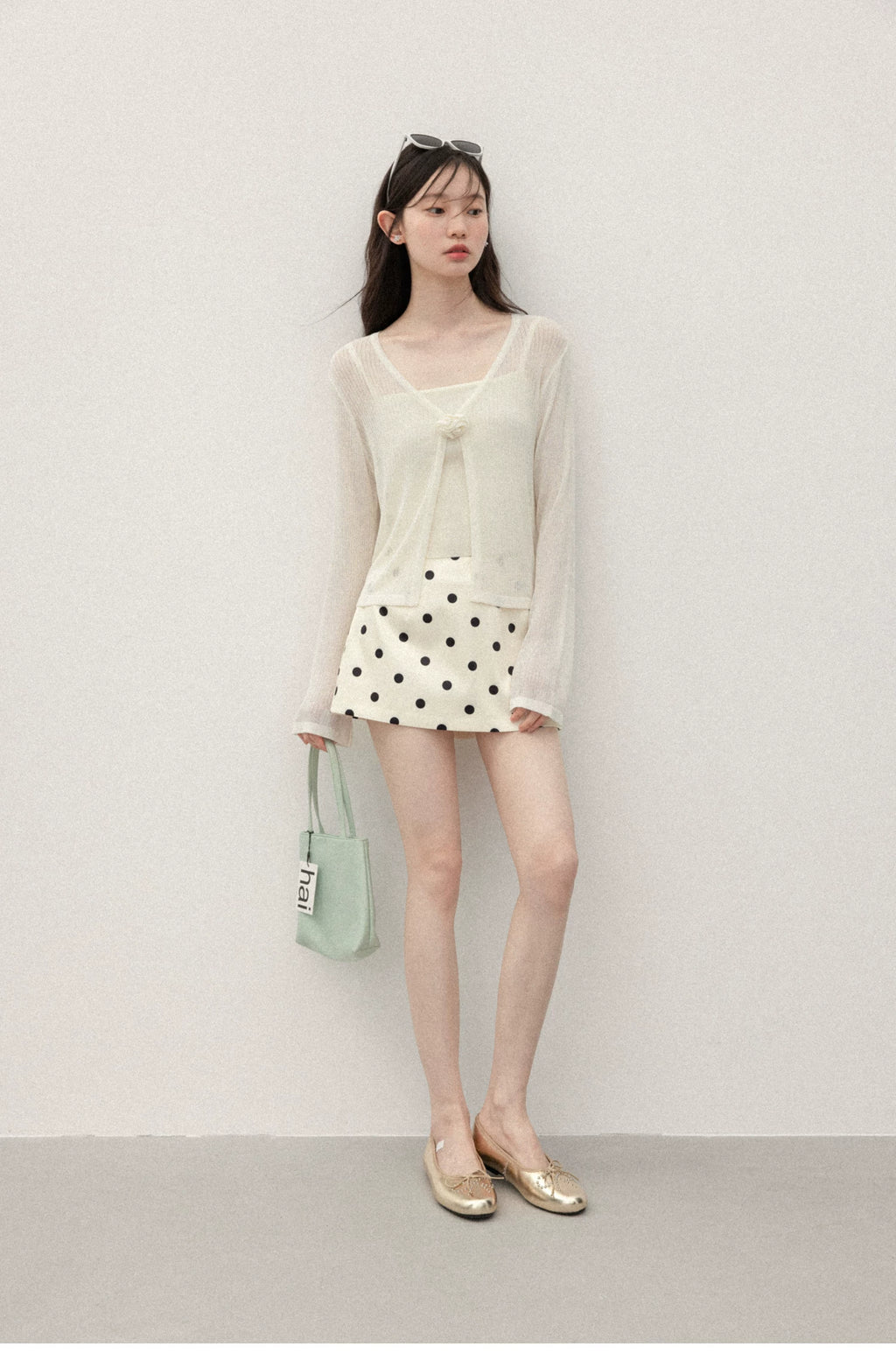 Cantonstory Polka Dot High Waist Slim Skirt Pants