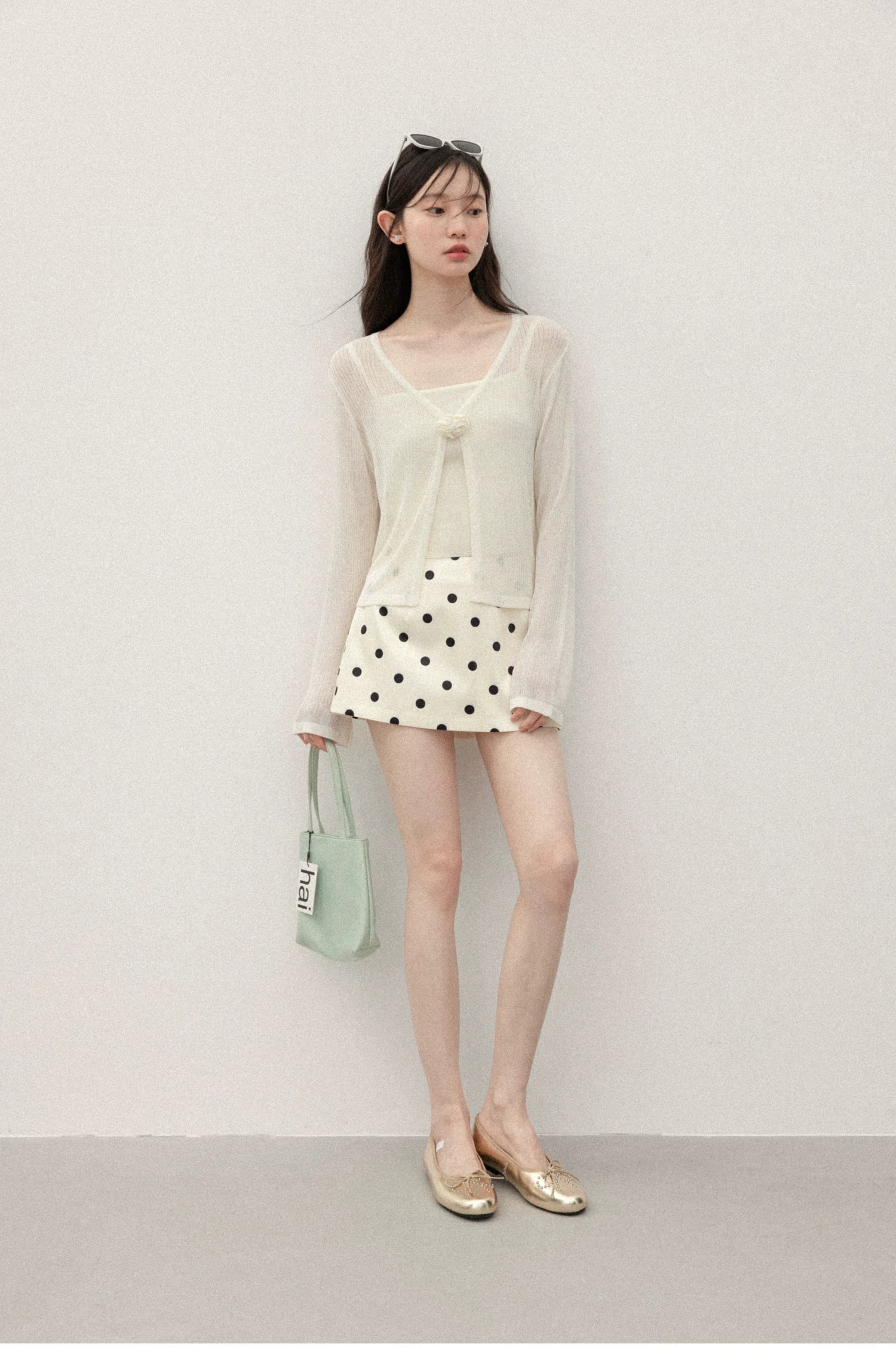 Cantonstory Polka Dot High Waist Slim Skirt Pants