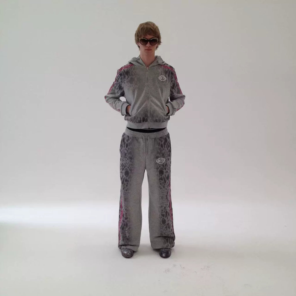 CHAI Leopard Print Direct Injection Star Logo Embroidery Print Sports Suit