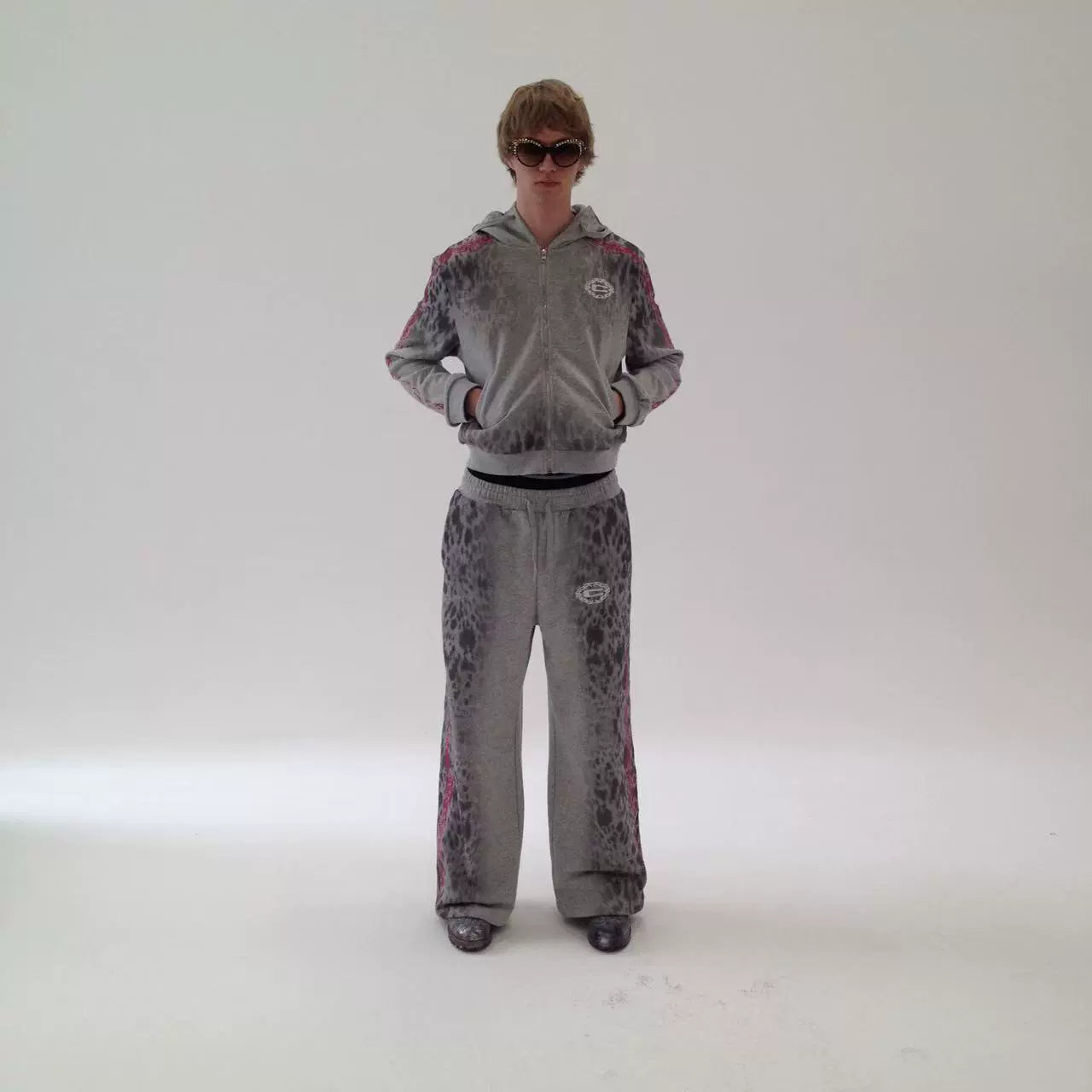 CHAI Leopard Print Direct Injection Star Logo Embroidery Print Sports Suit