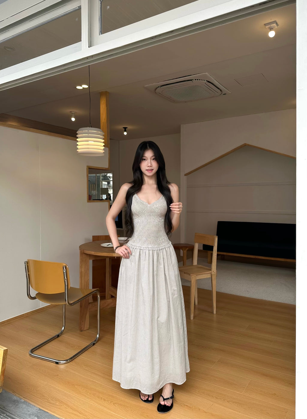 WITHMIN Retro Waist and Thin Suspender Dress