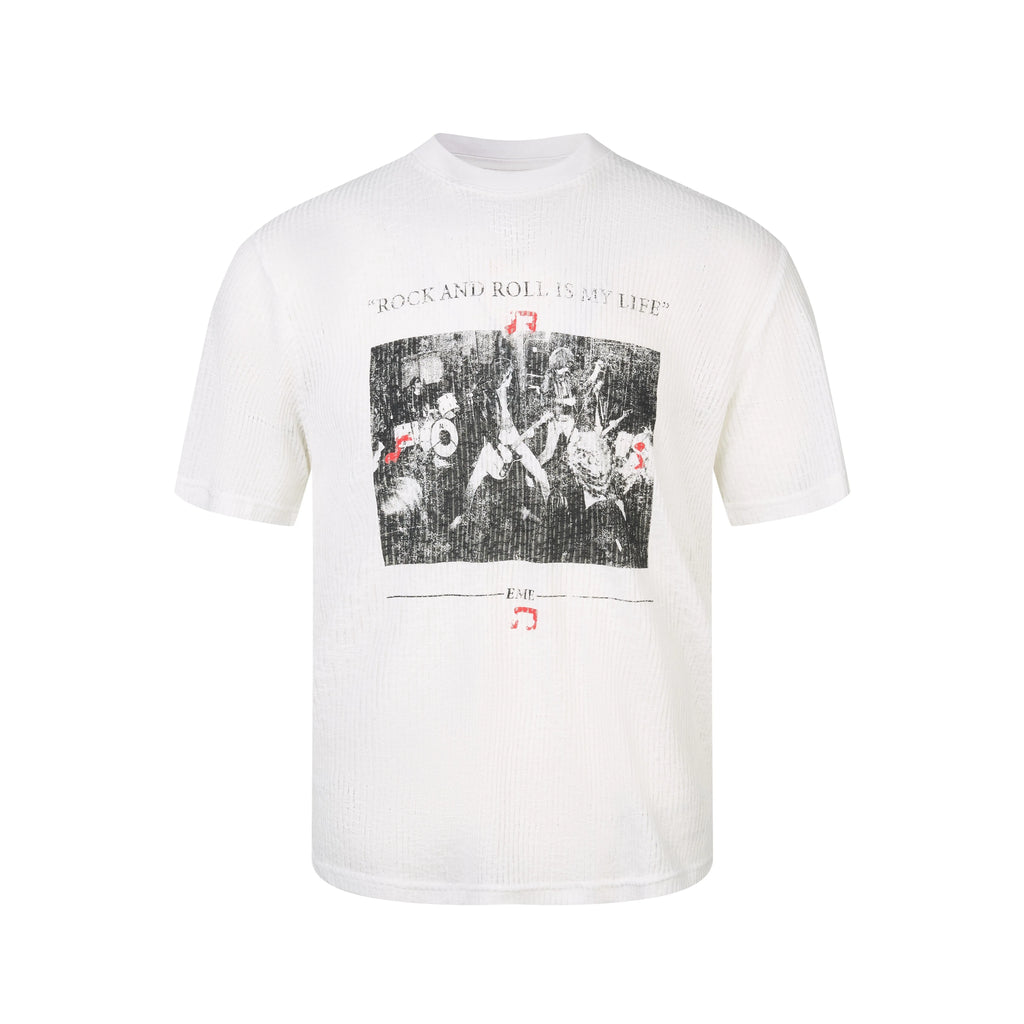 EME Retro Old Letter Print Knitted Tee