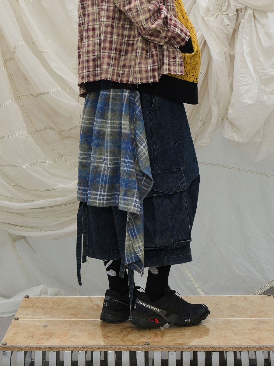 RELABEL Removable with Color Plaid Fart Curtain