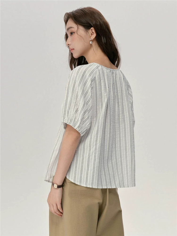 Giordano Loose Round Neck Seersucker Tee