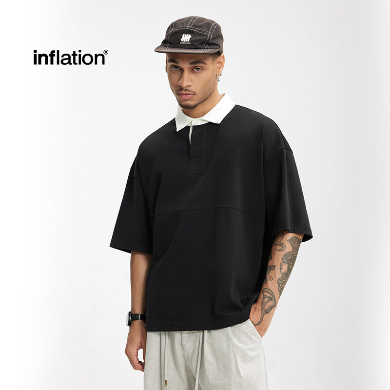 INF White Lapel Mountain Outdoor Contrast Color POLO Shirt