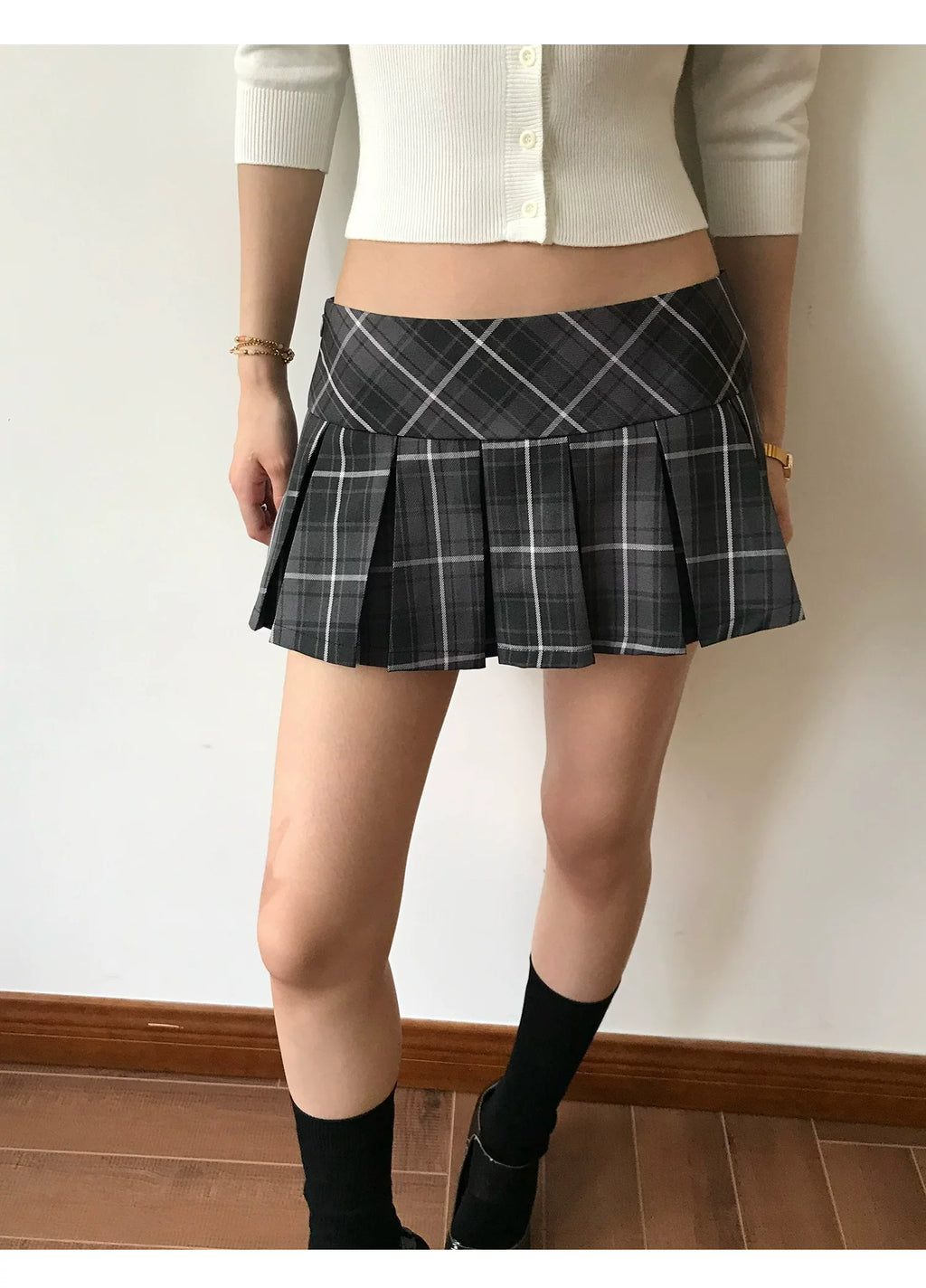 Audwyn Vintage Pleated Plaid Skirt