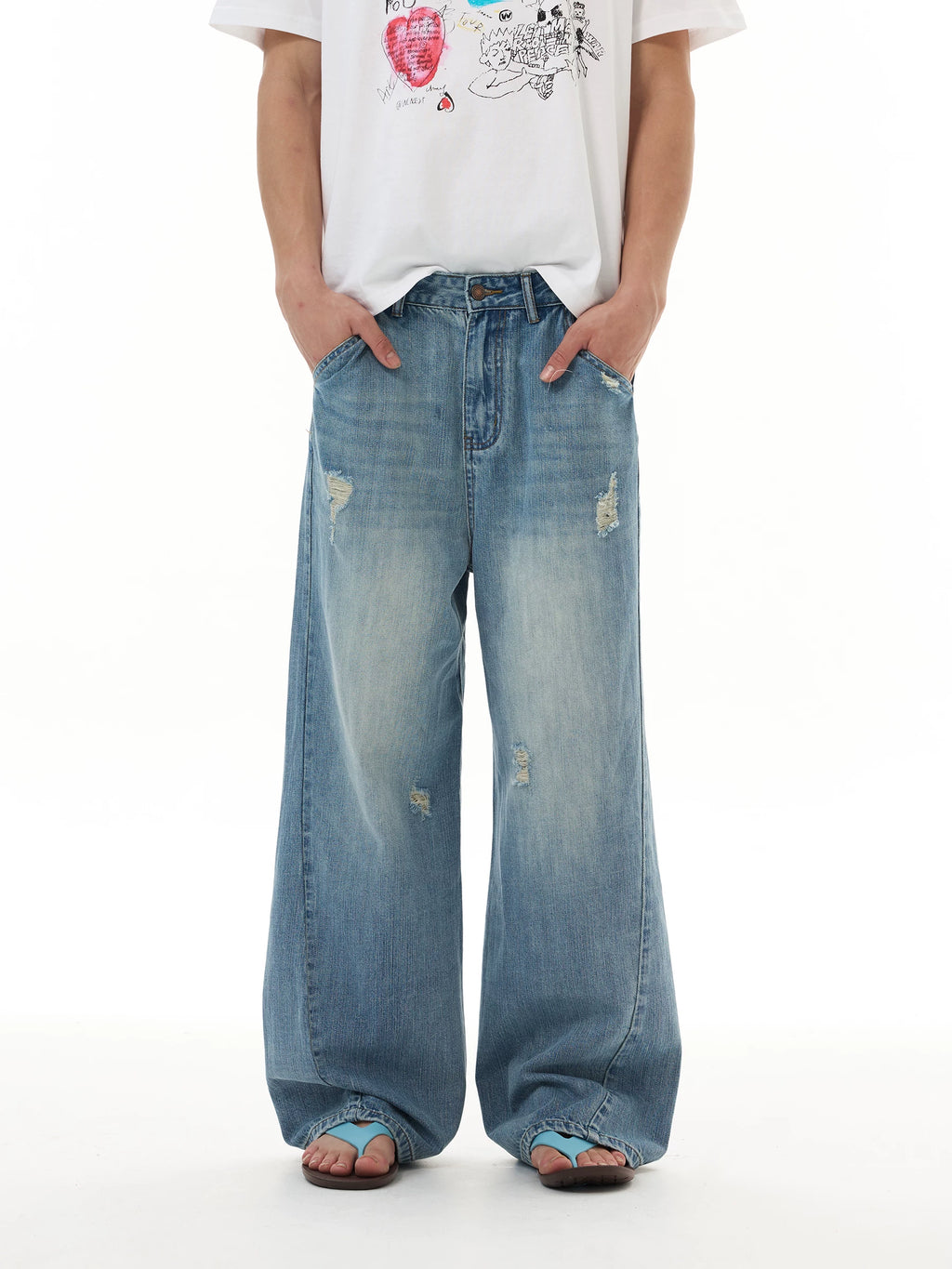 WLNEXT Vintage Ripped Loose Jeans