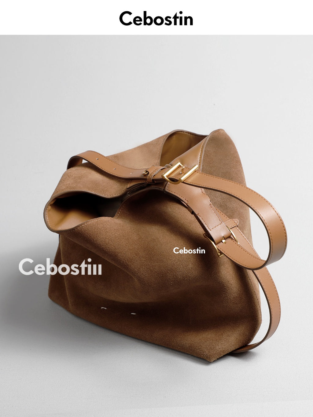 Cebostin Niche Light Luxury Matte Cowhide Large Capacity Messenger Bag
