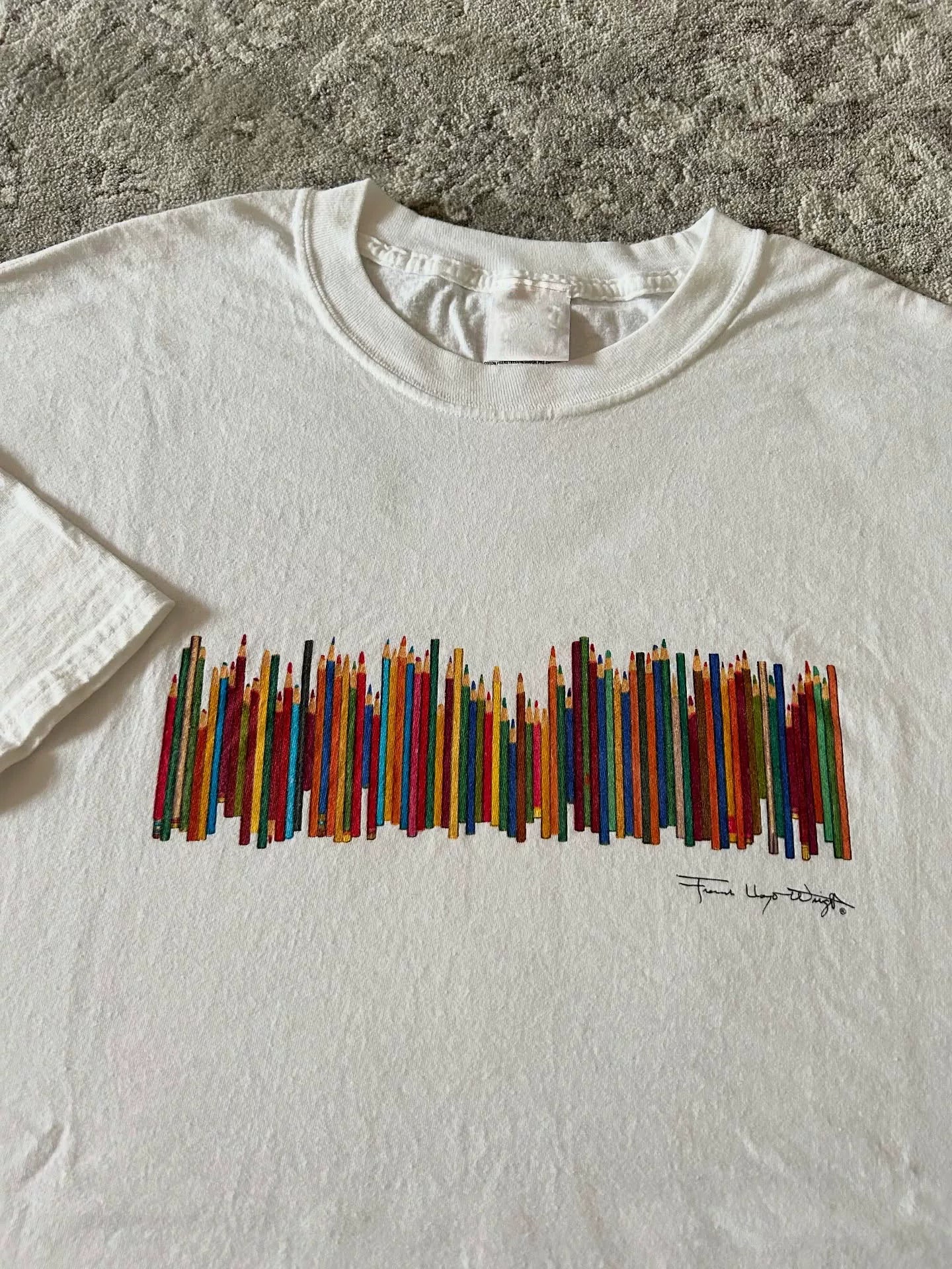 Wang Youbing Retro Colored Pencil Printing Casual Tee