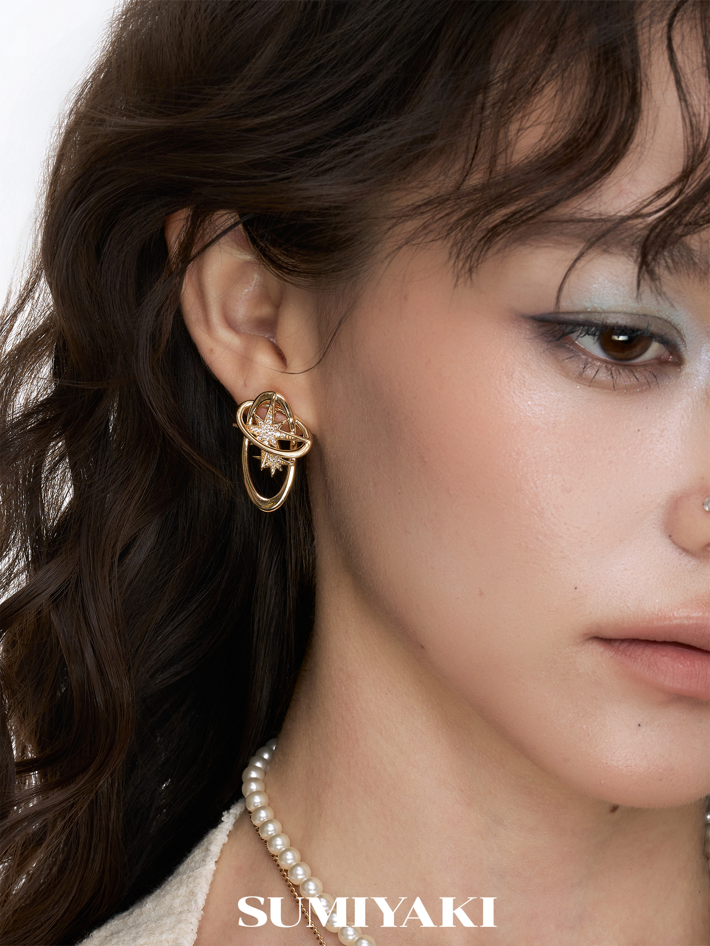 SUMIYAKI Premium Feeling Full Diamond Stud Earrings