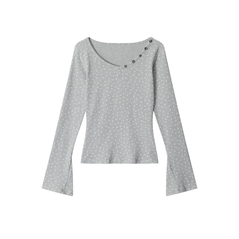 HeyHenry Polka Dot Slim Skinny Short Long Sleeve