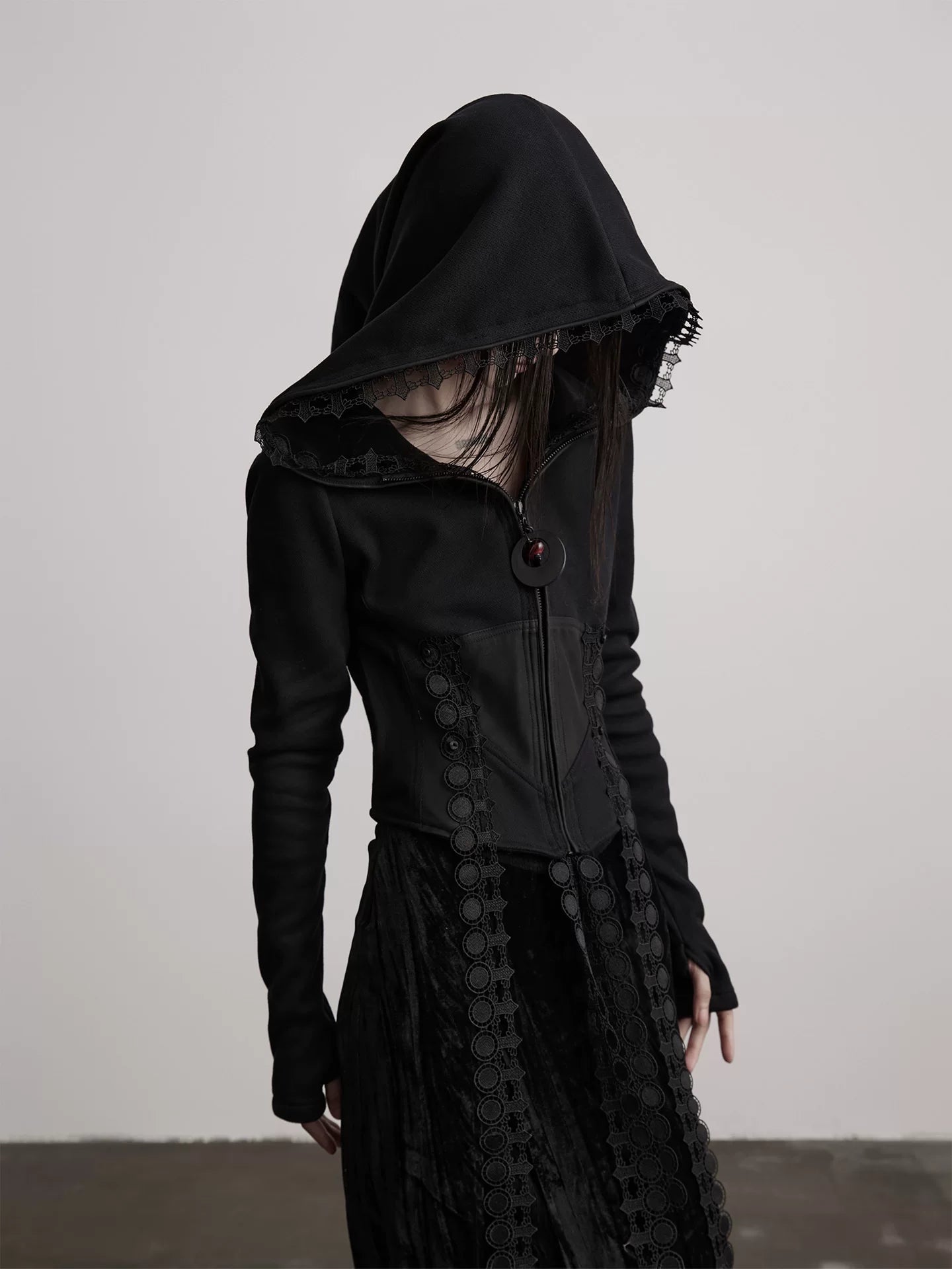 INDULGE Streamer Zipper Fleece Hooded Slim Jacket