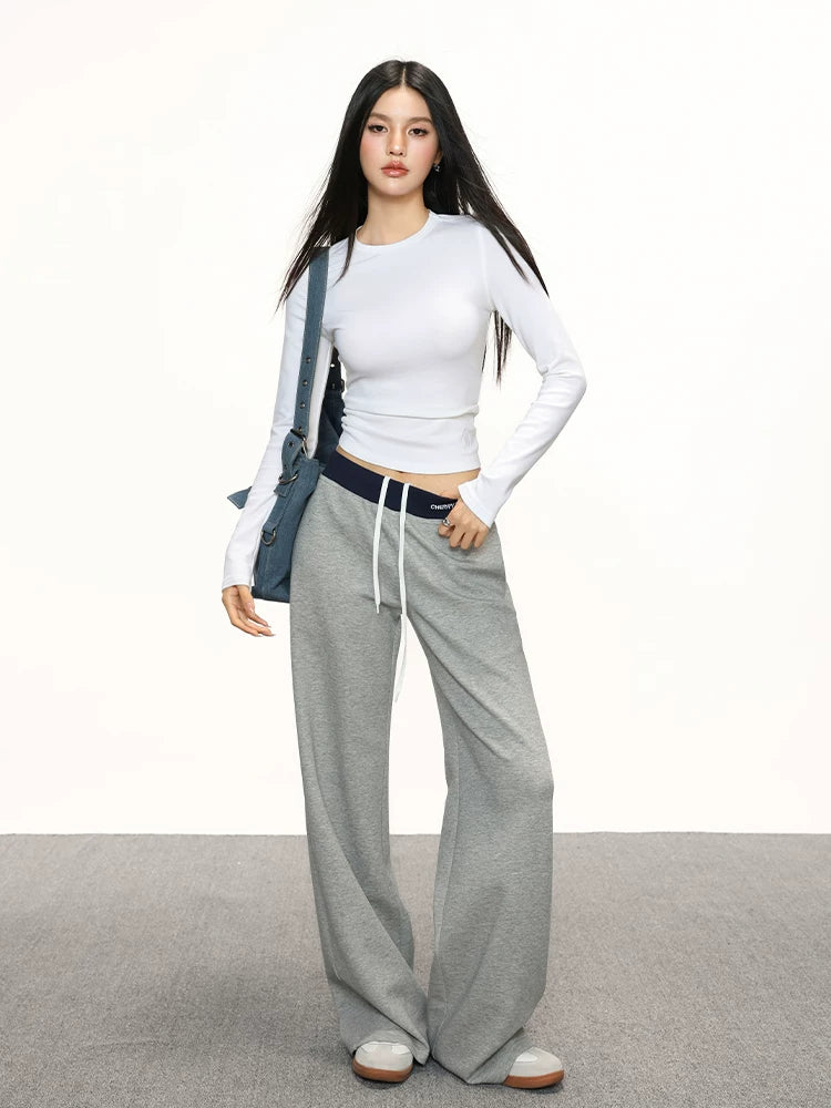 Cherry Melody High Waist Drawstring Casual Micro-pull Pants