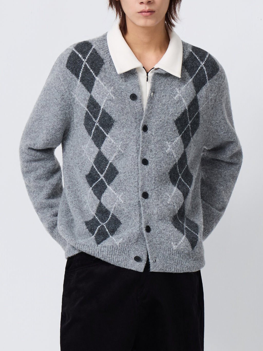 4JUNKS Rhombus Sweater Cardigan Jacket