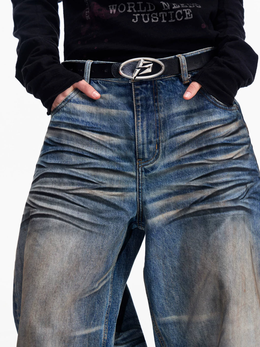 PEOPLESENSE Vintage Wear Resistant Loose Wide Leg Pants