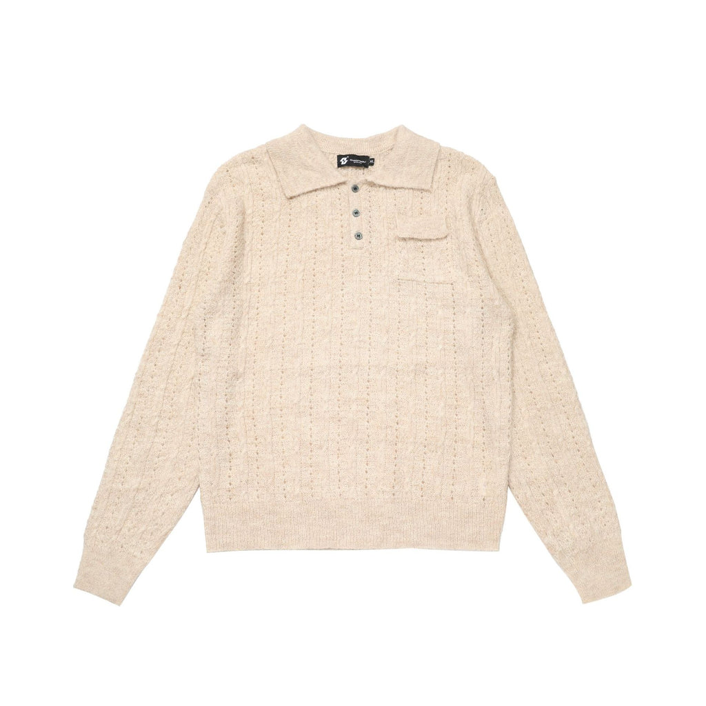 CHANYOOU Vintage Henry Neck Hollow-out Knitted Sweater