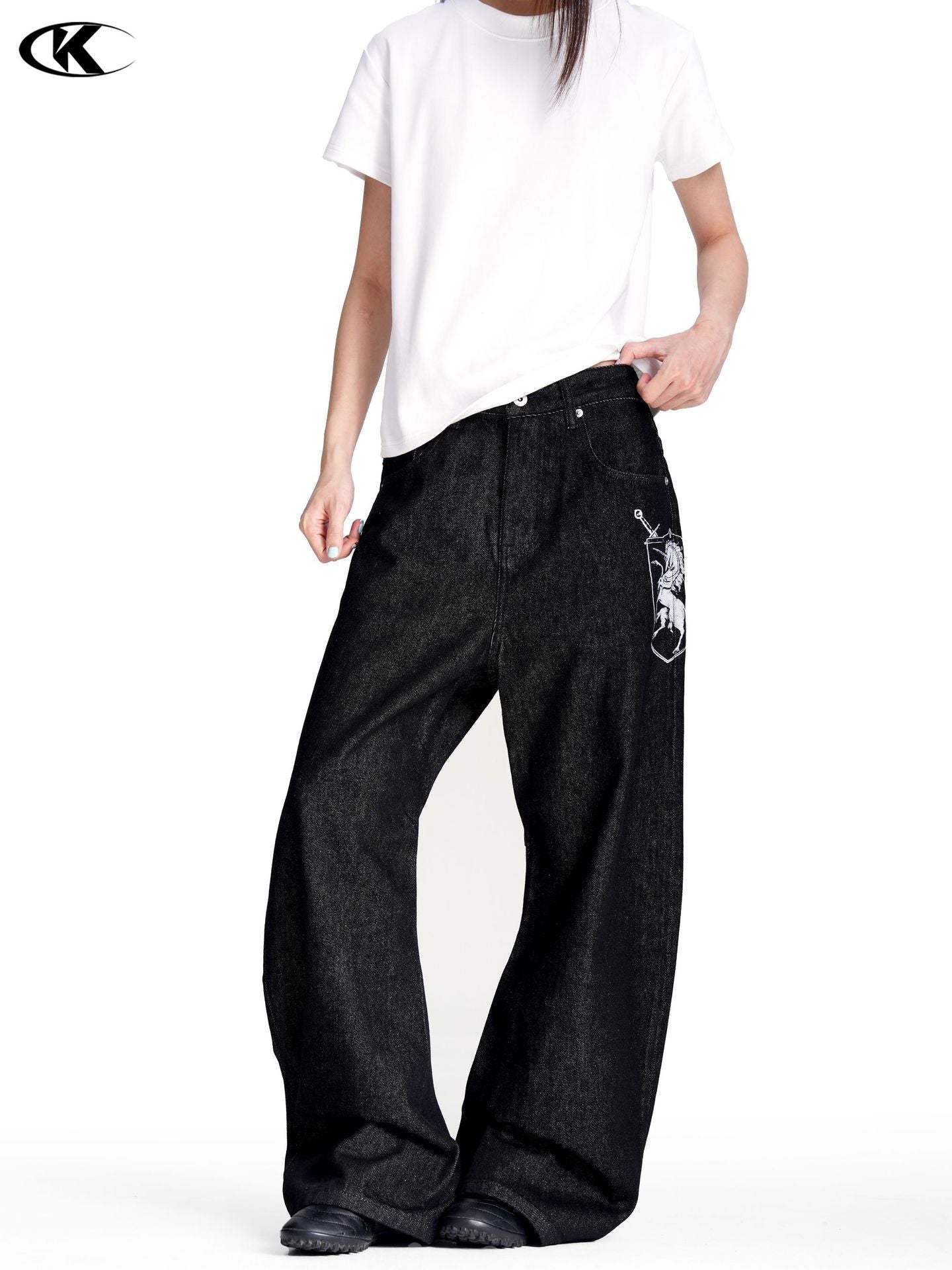 11KN Loose Versatile Straight Wide Leg Pants