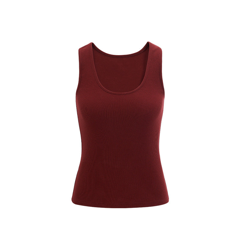 Inflation High Elastic Threaded U-Neck Suspender Bottom Shirt