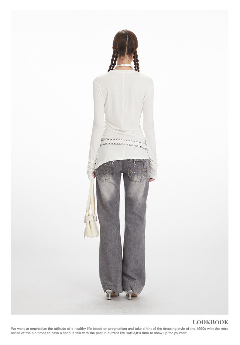Nariele Slim Skinny Irregular Long Sleeves