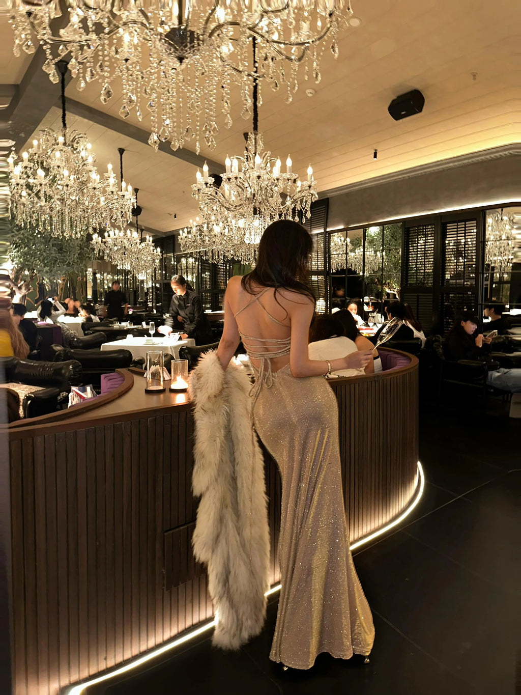 1S Fine Flash Backless Strap Suspender Skirt