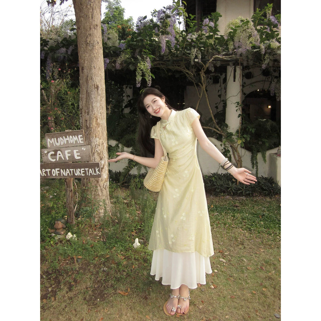 ZIHE Floral Pendulum Short-sleeved Dress