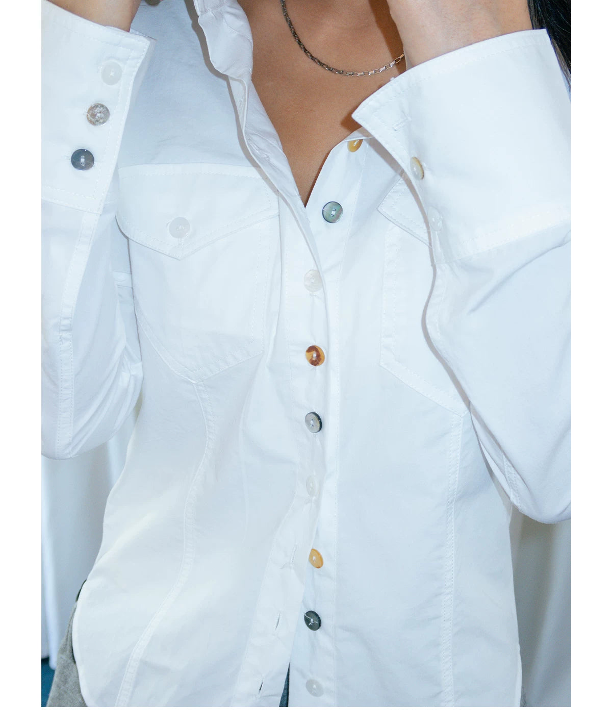 FUNKYFUN Lapel Twist Rope Waist Front Shoulder Shirt Jacket