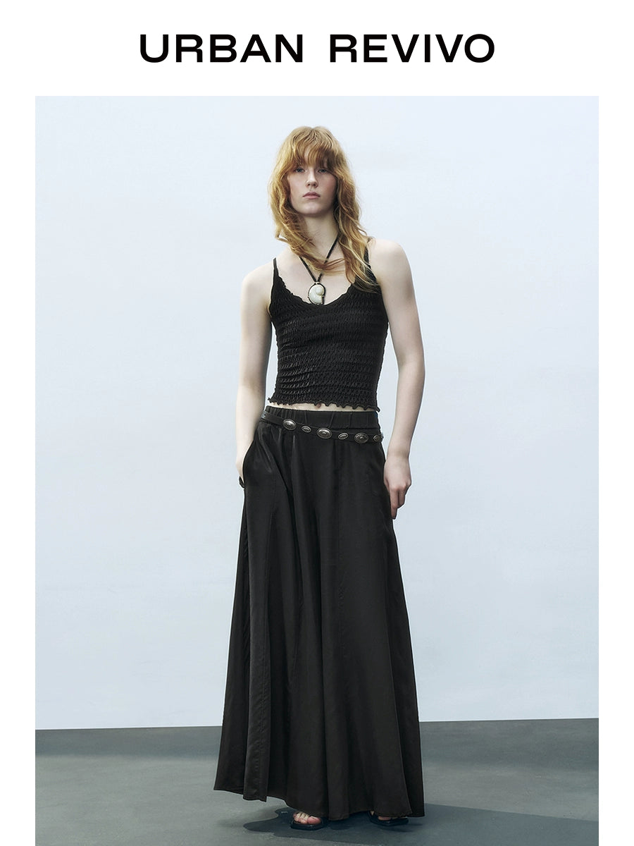 URBAN REVIVO Wave Style Vertical Super Loose Versatile Wide Leg Pants