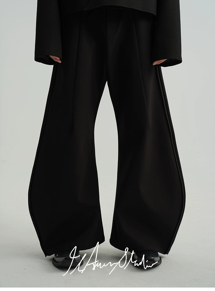 JCAESAR Three-dimensional Cut Wide-leg Two-tone Trousers