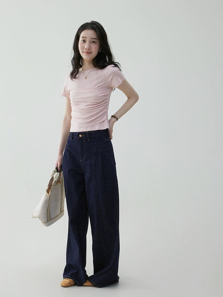 VOOE Sweet Pleated Skinny Short Tee