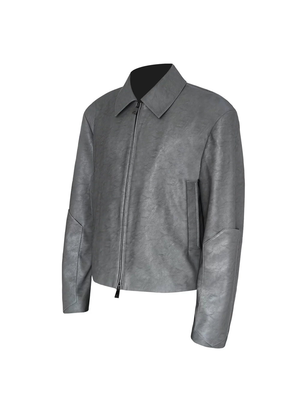 SOUTHFISH Minimalist Double-open Zipper Short Leather Jacket