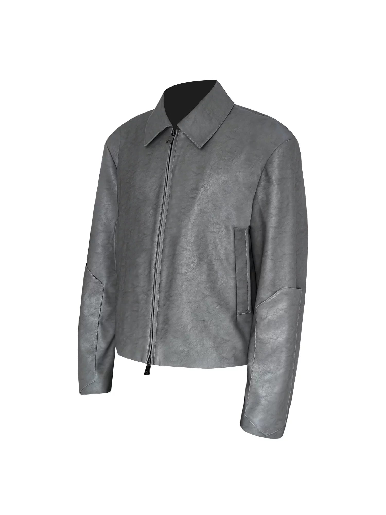 SOUTHFISH Minimalist Double-open Zipper Short Leather Jacket