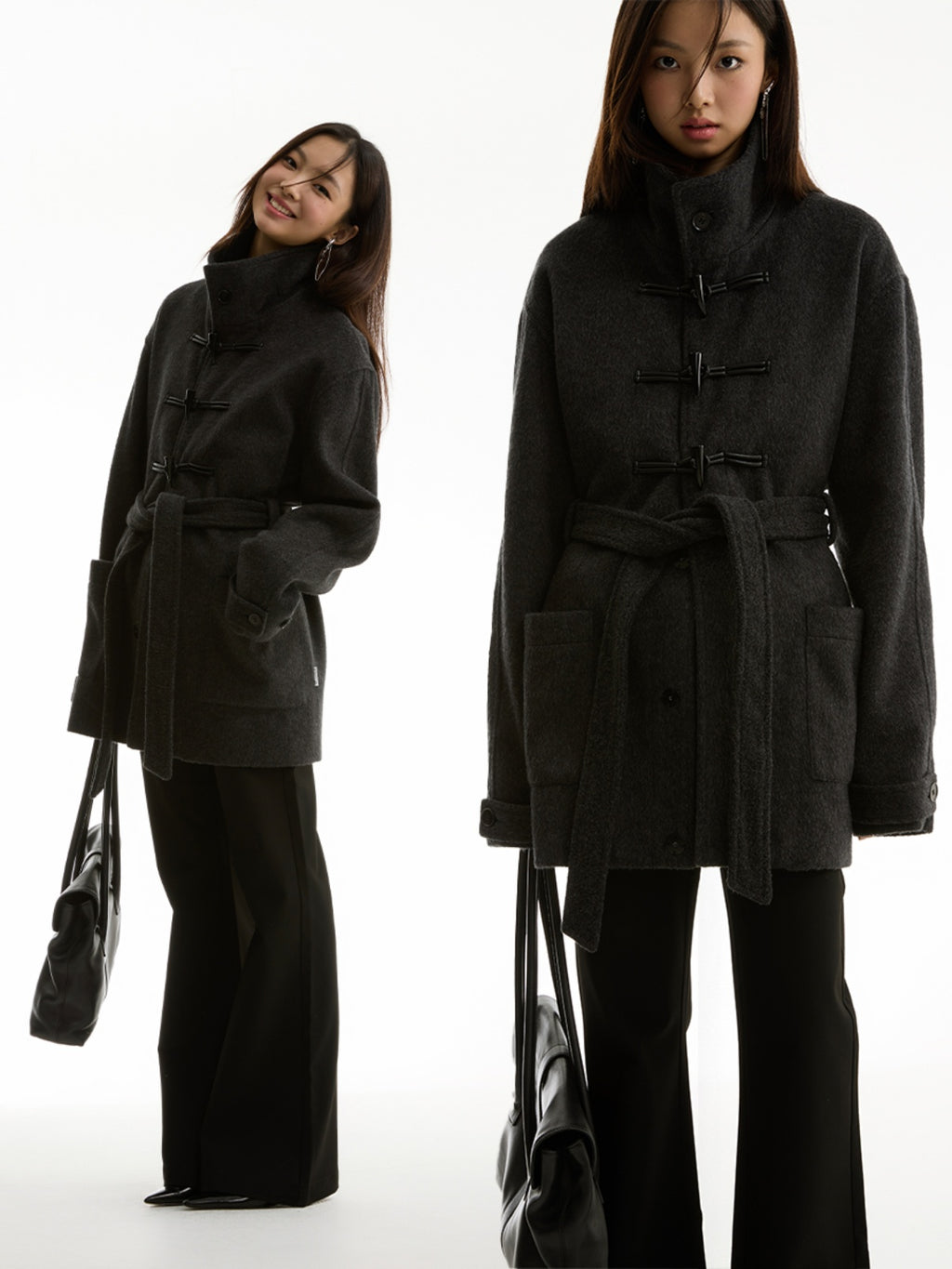 FUNKYFUN Horn Buckle Woolen Coat Jacket