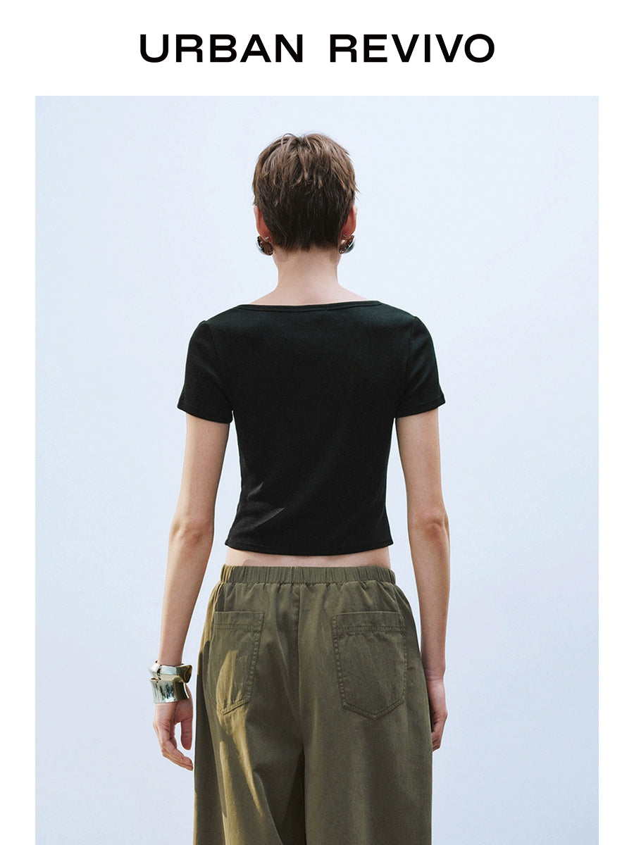 URBAN REVIVO Slim Button-up Tee