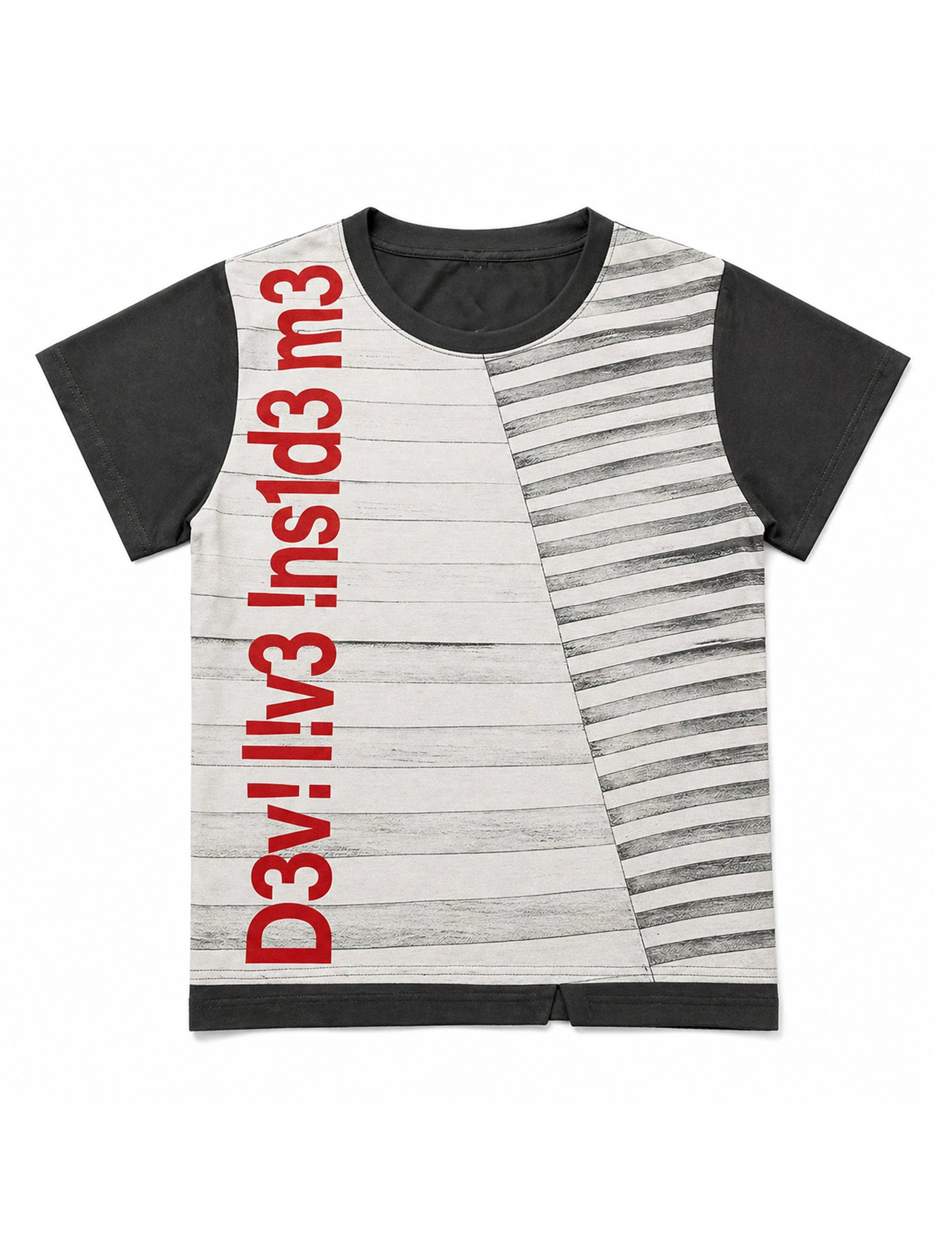 PAIKI Retro Crew Neck Front Shoulder Tee