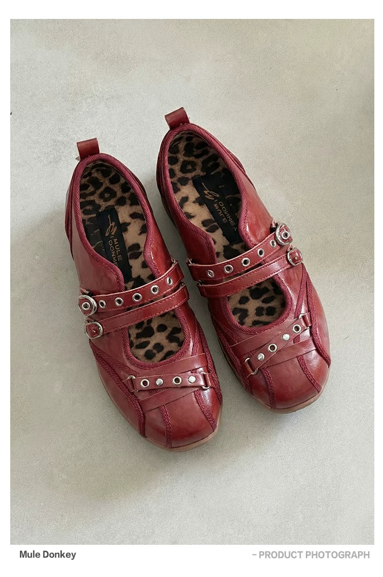 Donkey Retro Rivet Flat Shoes